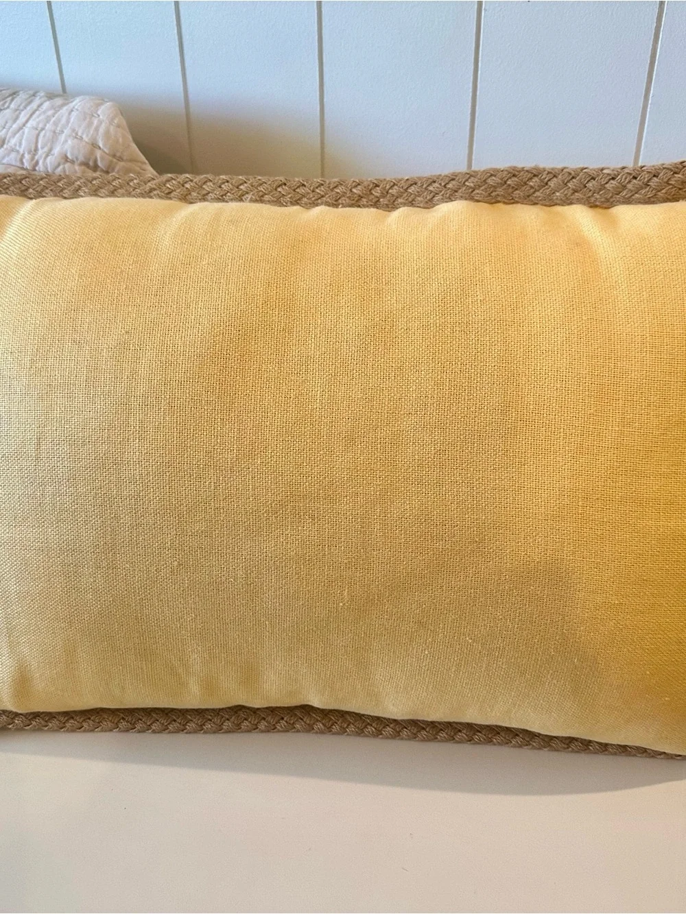 Pottery Barn Yellow Lumbar Pillow with Braided Trim